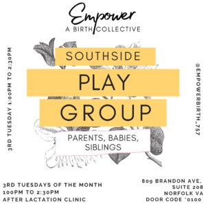 Play Group 3rd Tuesday from 1pm to 2:30pm at Empower 809 Brandon Ave #208 Norfolk, Va